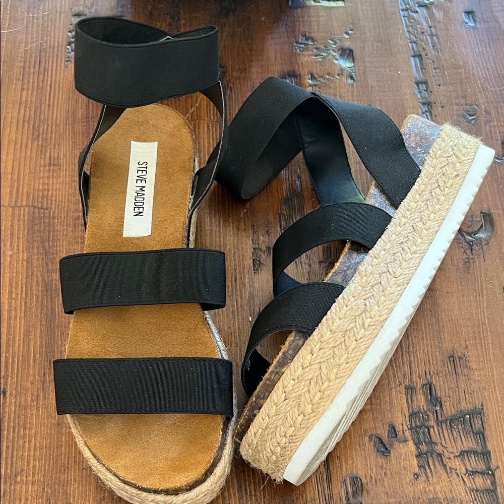 Steve Madden Black Strappy Espadrilles